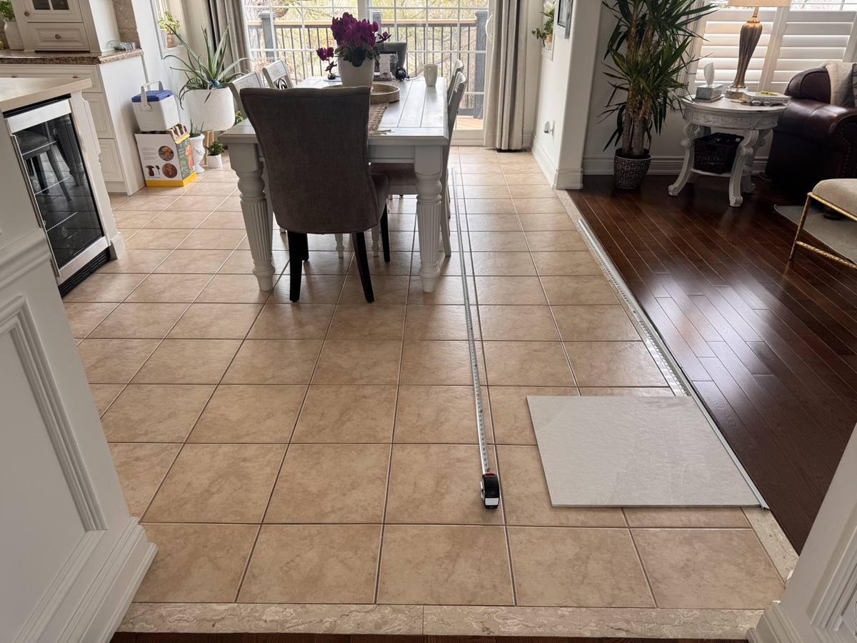 Kitchen floor tile replacement — before